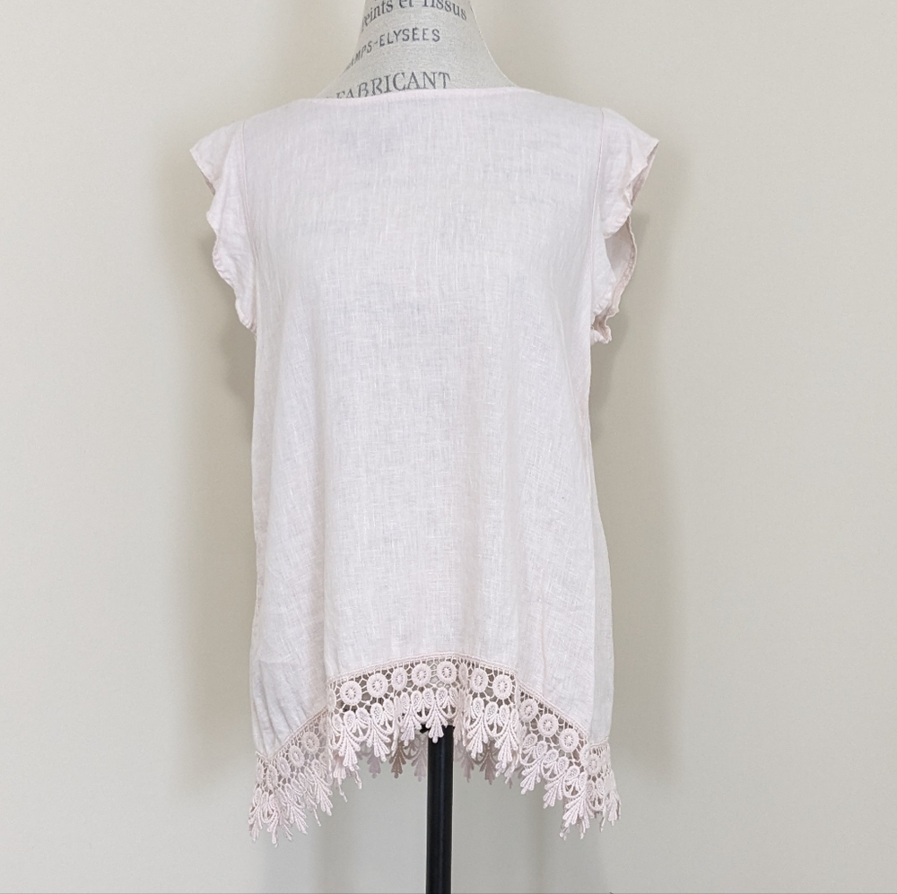 Terzo Millennio 100% linen butterfly sleeves top